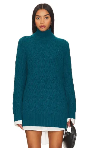 525 Natasha Cable Oversized Pullover Sweater in Teal