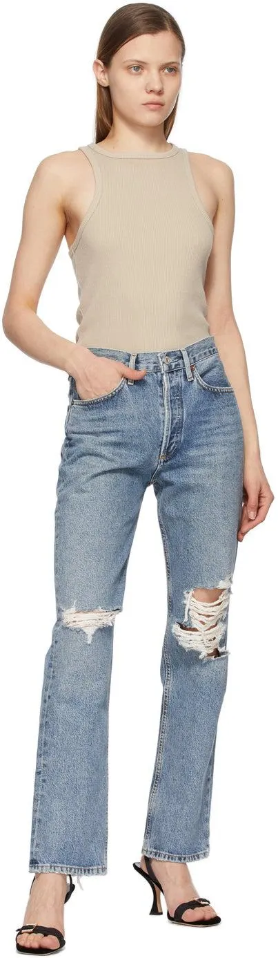 AGOLDE Blue Lana Mid-Rise Vintage Straight Jeans