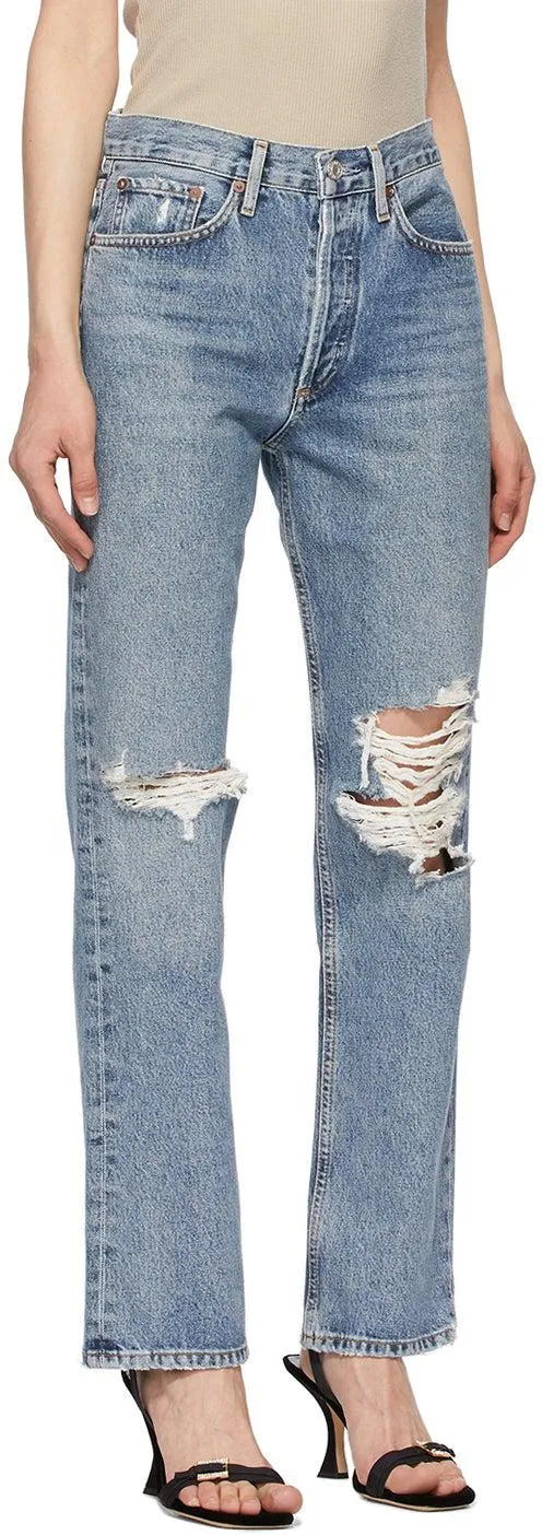 AGOLDE Blue Lana Mid-Rise Vintage Straight Jeans