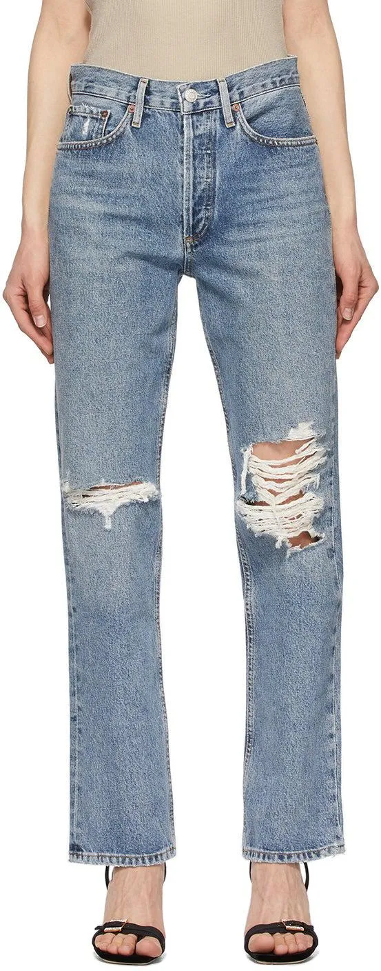 AGOLDE Blue Lana Mid-Rise Vintage Straight Jeans