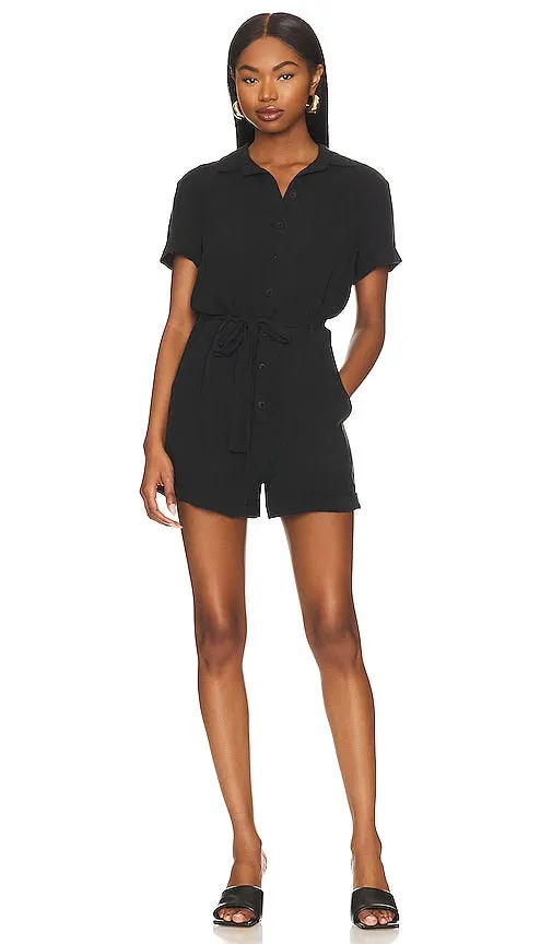 Bella Dahl Rolled Hem Utility Romper in Black