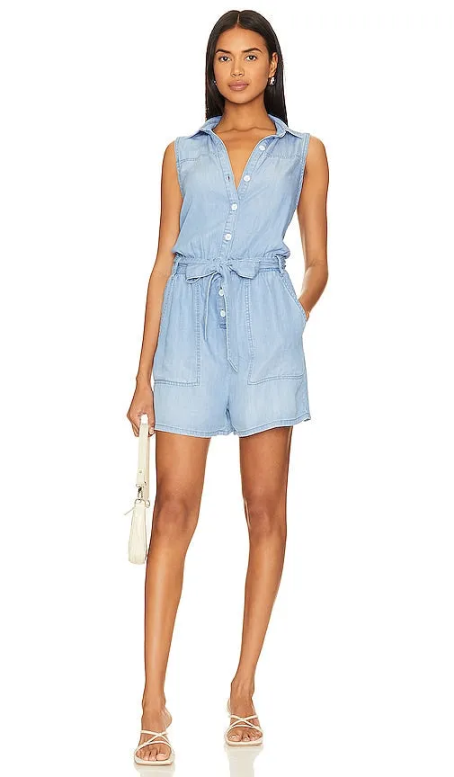Bella Dahl Sleeveless Utility Romper in Blue