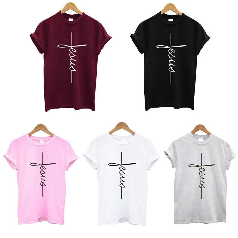 Bennie Fashion Jesus T-shirt Christian Cross Printing Women Tops