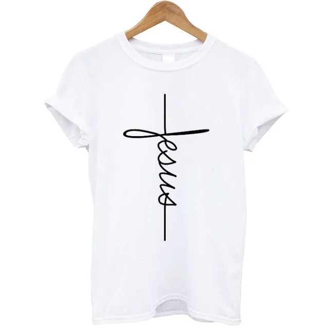 Bennie Fashion Jesus T-shirt Christian Cross Printing Women Tops