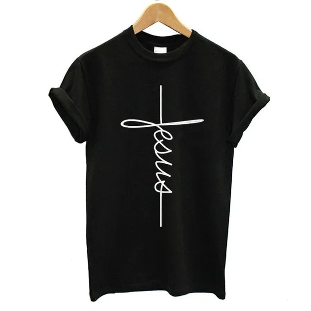 Bennie Fashion Jesus T-shirt Christian Cross Printing Women Tops
