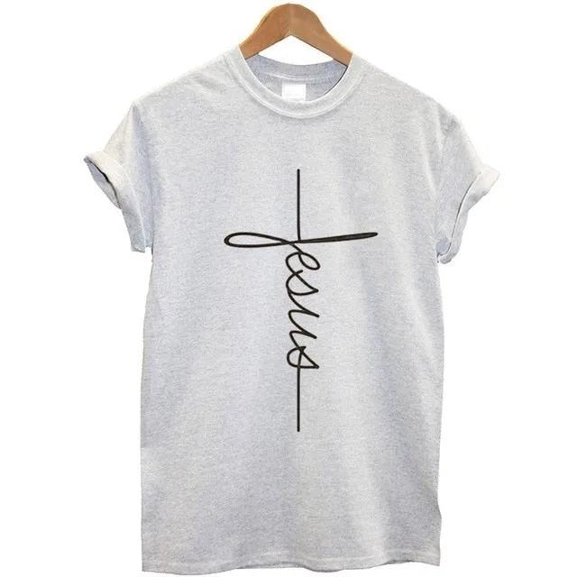 Bennie Fashion Jesus T-shirt Christian Cross Printing Women Tops