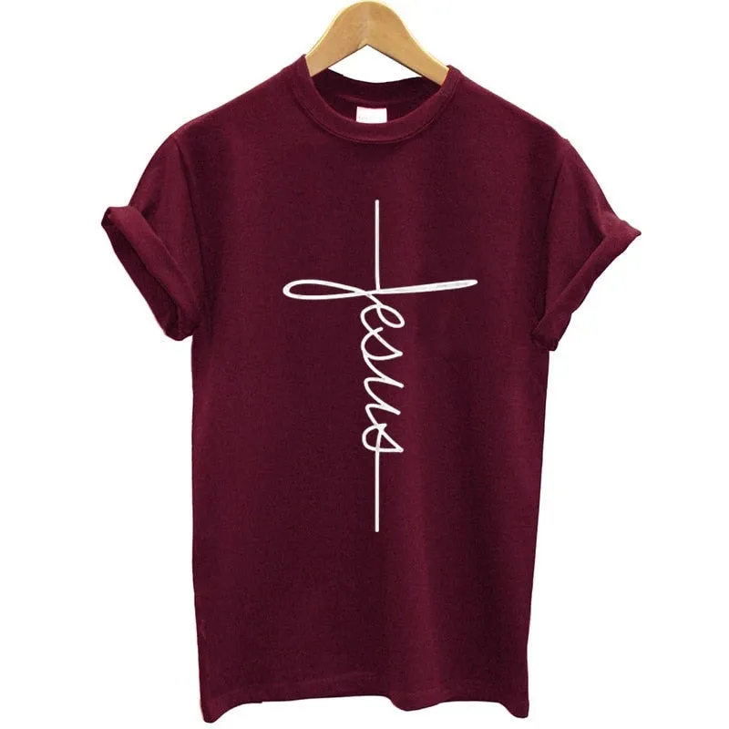 Bennie Fashion Jesus T-shirt Christian Cross Printing Women Tops