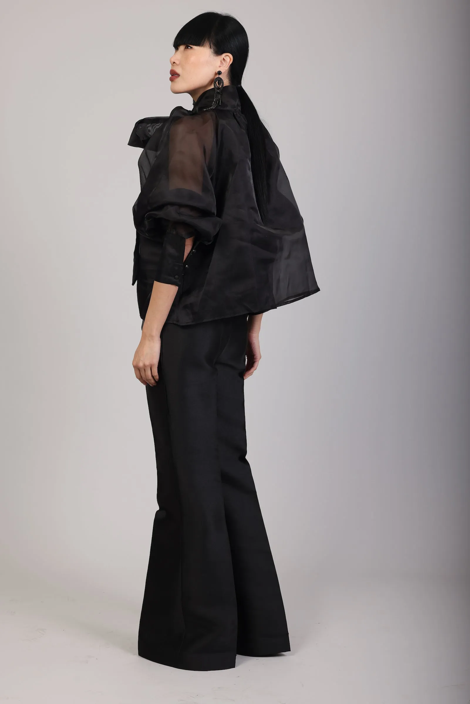 Black thatcher bow blouse