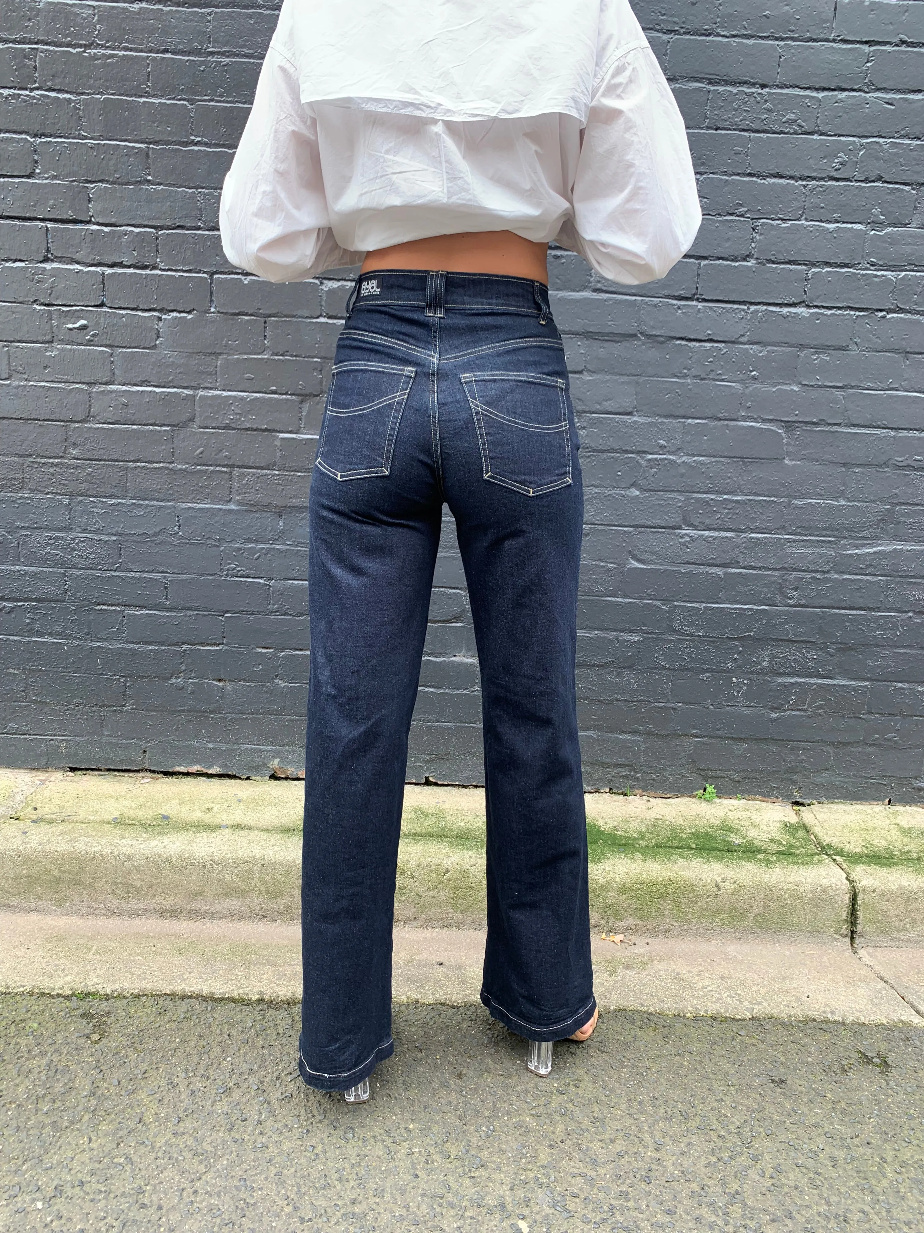 Harlow Jeans. High Rise. Wide Leg. Stretch. Deep Indigo