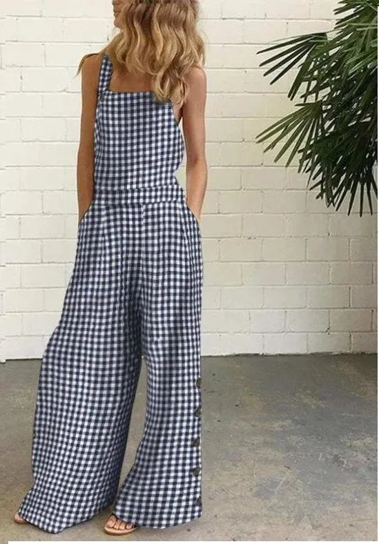 Jump Suits for Women Four-color Polka Dot Wide Leg Pant Length Backless Combinaison Pour Femme Overalls Romper