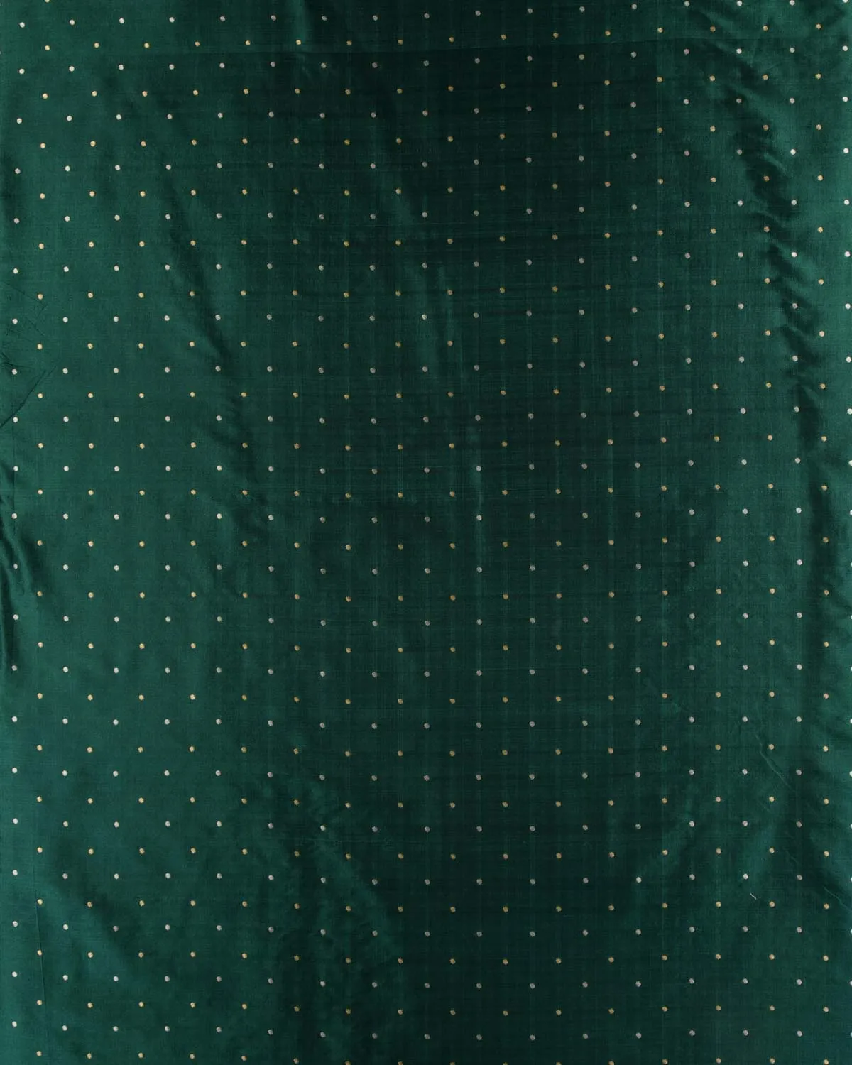 Midnight Green Banarasi Gold & Silver Zari Mini Polka Buti Cutwork Brocade Handwoven Katan Silk Unisex Fabric