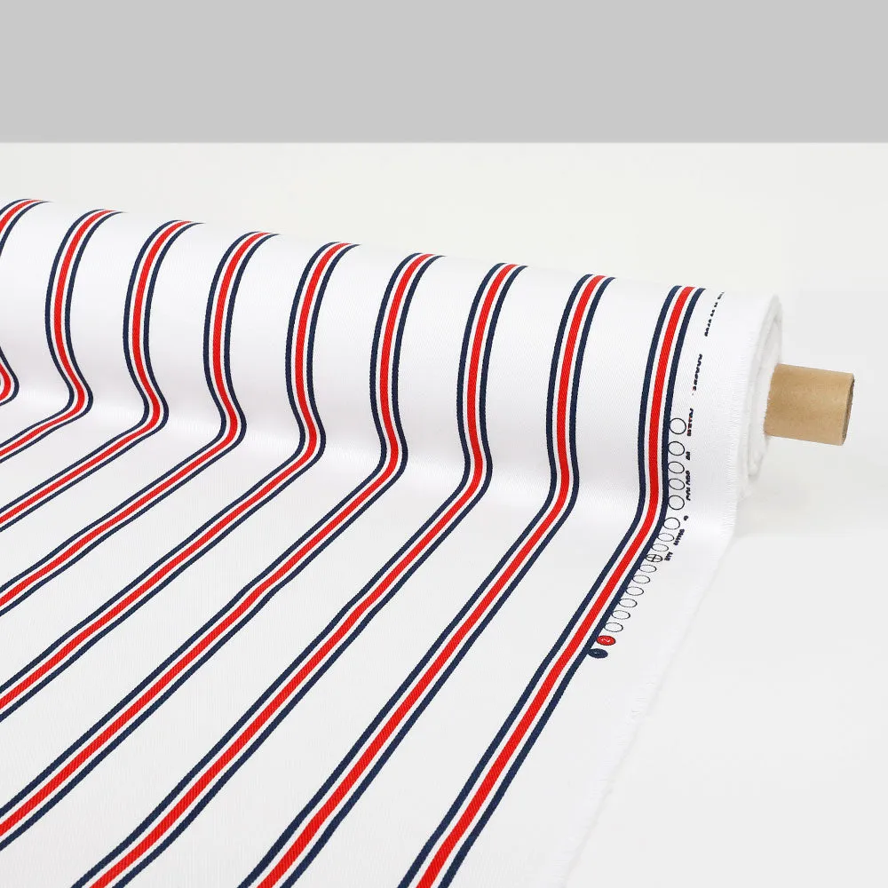 Nautical Stripe Heavyweight Cotton Drill - White