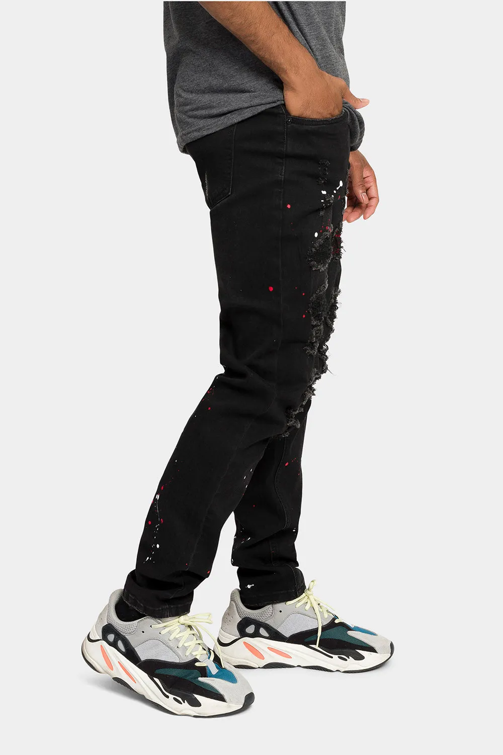 Paint Splattered Skinny Denim Jeans