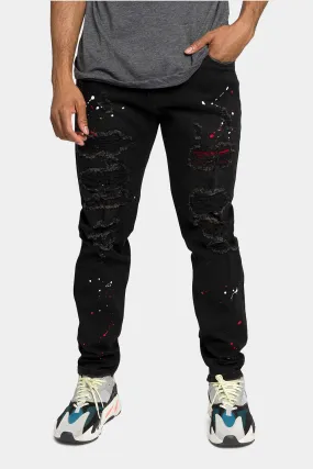 Paint Splattered Skinny Denim Jeans