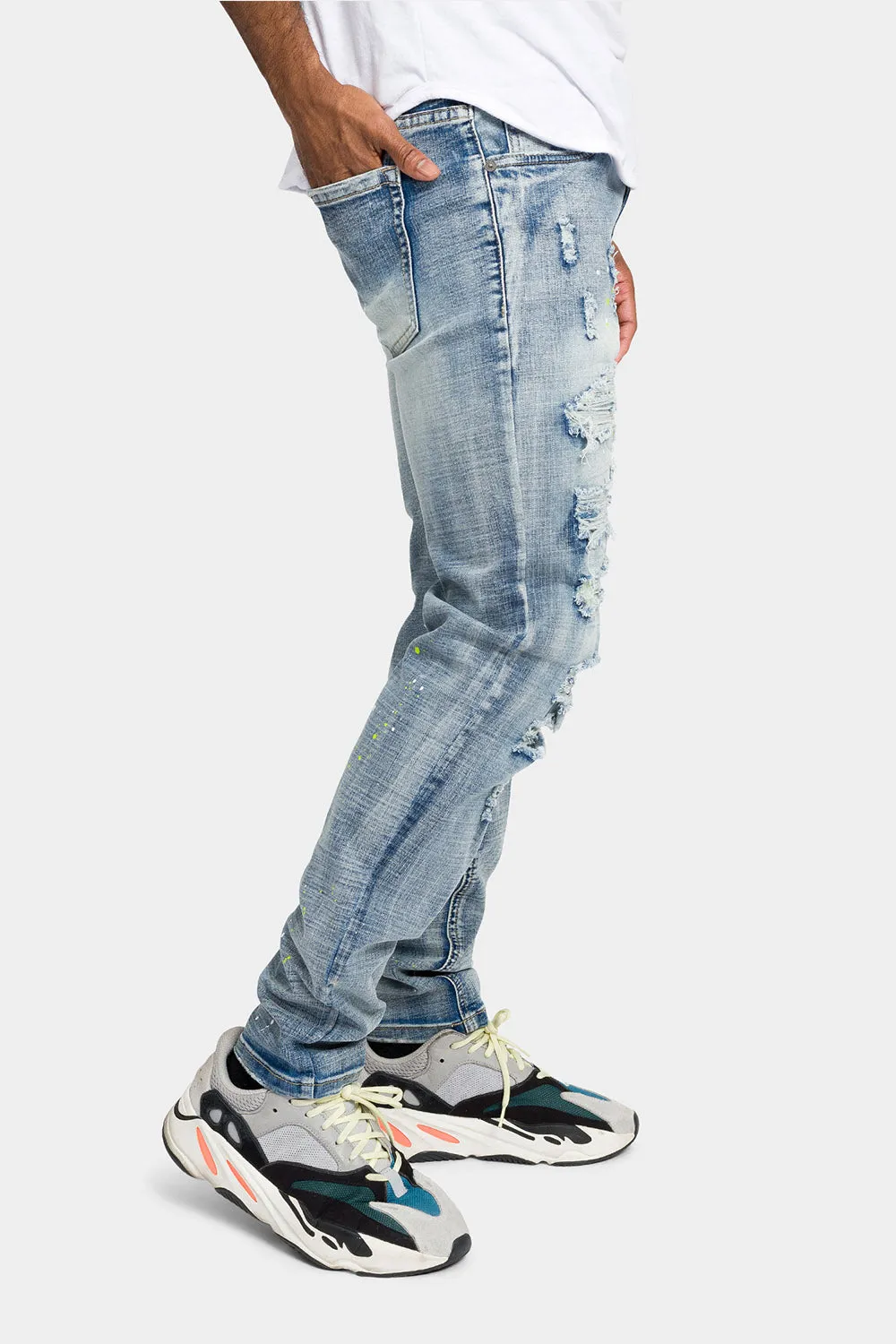 Paint Splattered Skinny Denim Jeans
