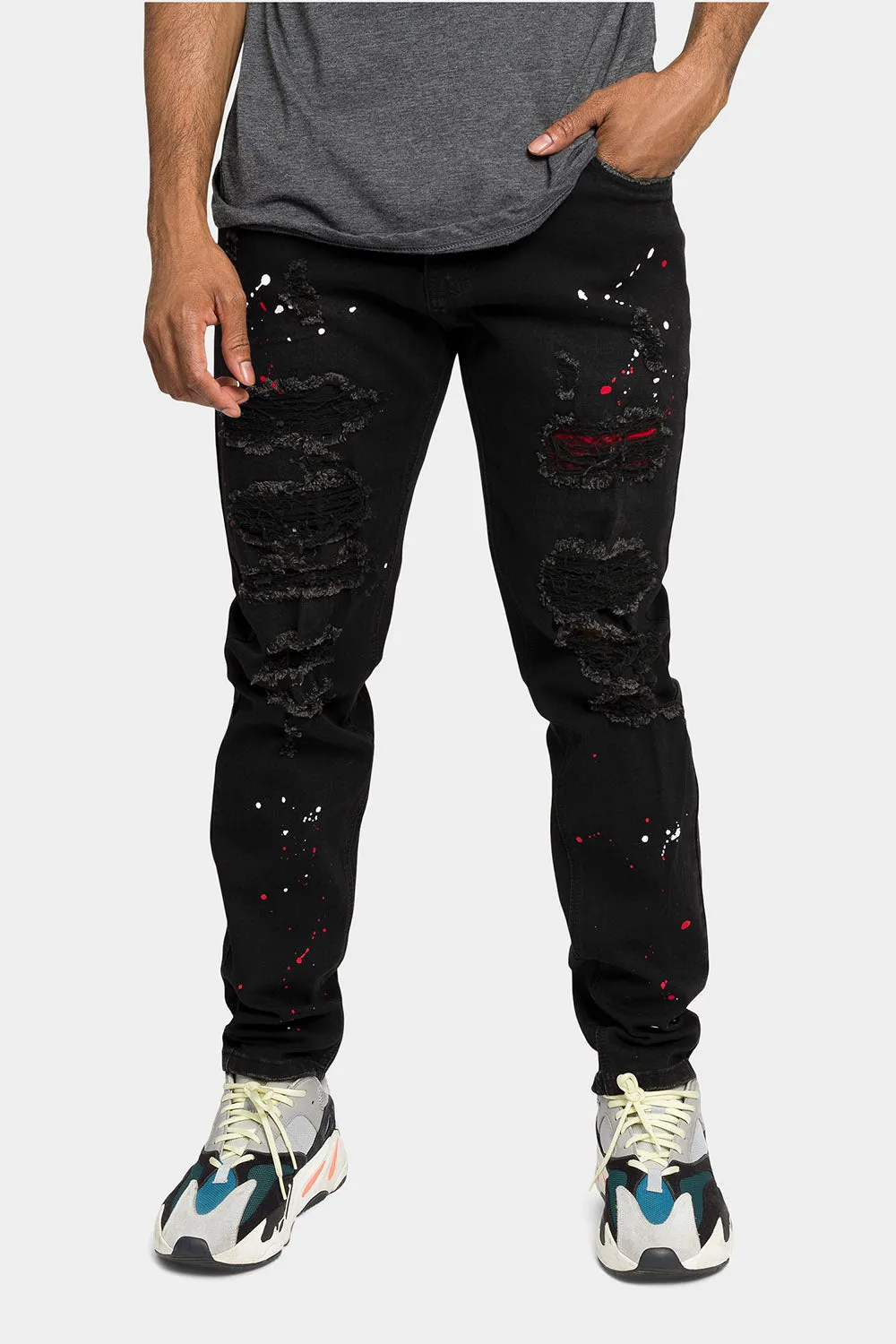 Paint Splattered Skinny Denim Jeans
