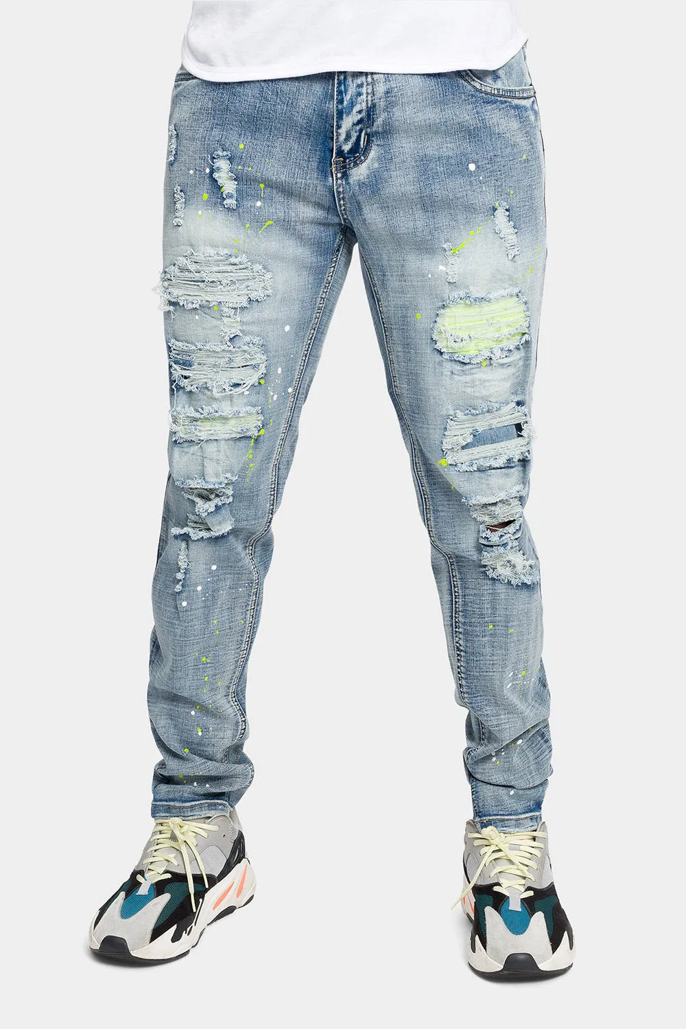 Paint Splattered Skinny Denim Jeans