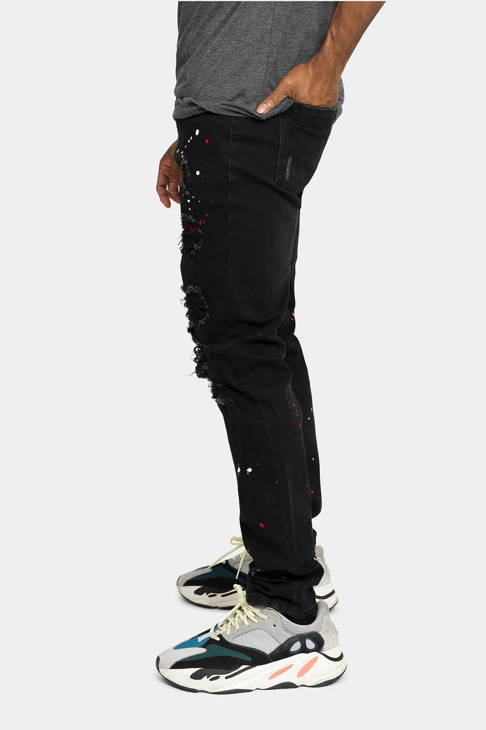 Paint Splattered Skinny Denim Jeans