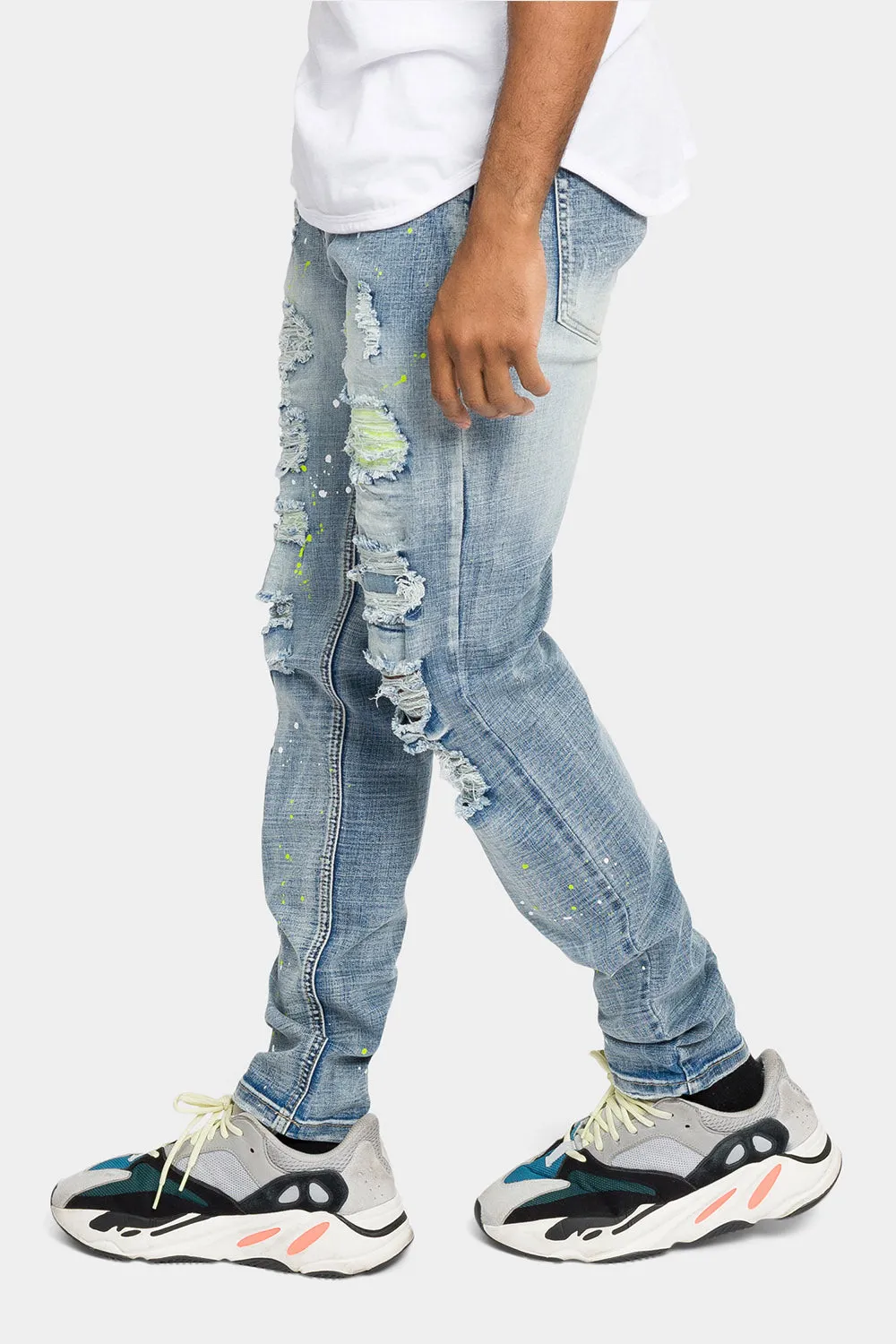Paint Splattered Skinny Denim Jeans