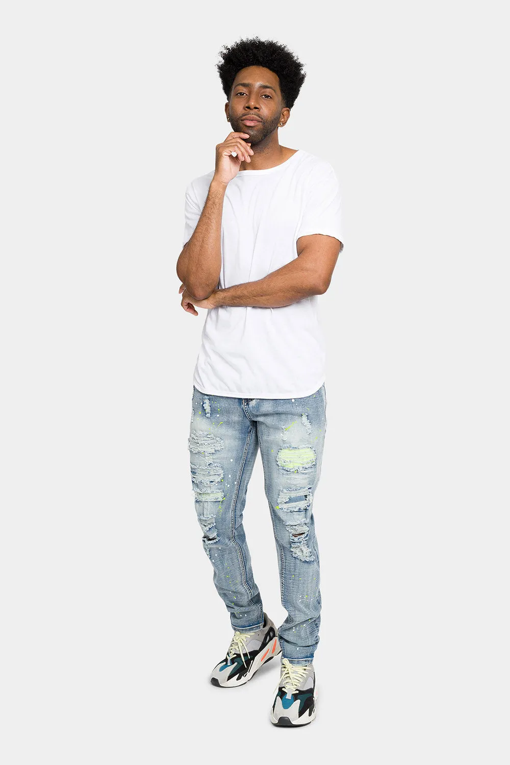 Paint Splattered Skinny Denim Jeans