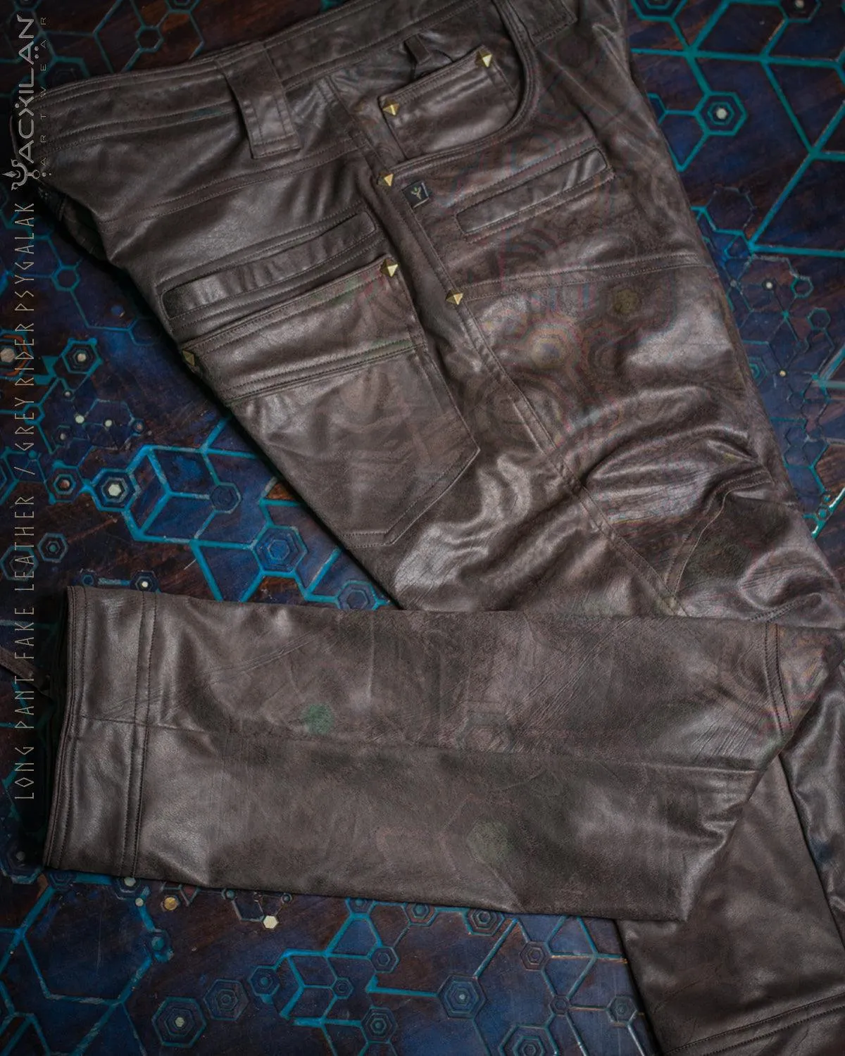Pants Men / Fake Leather - Grey Rider PSYGALAK
