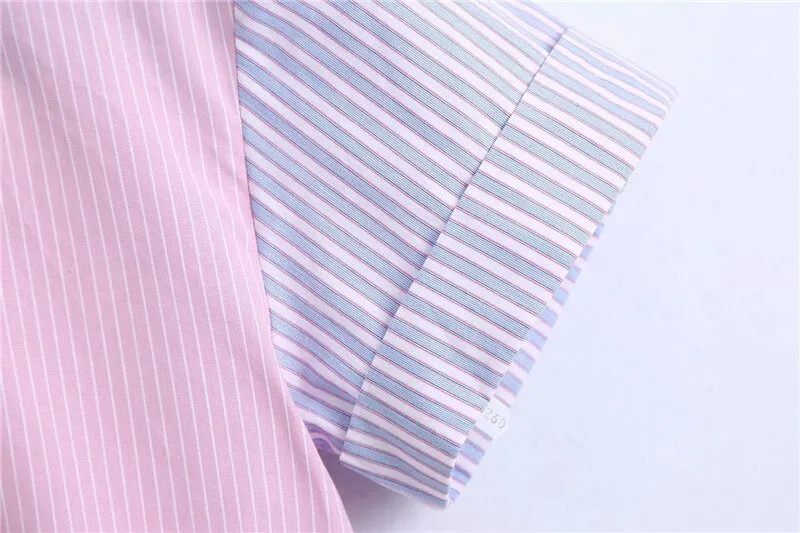 PATCHWORK STRIPPED CROP BLOUSE
