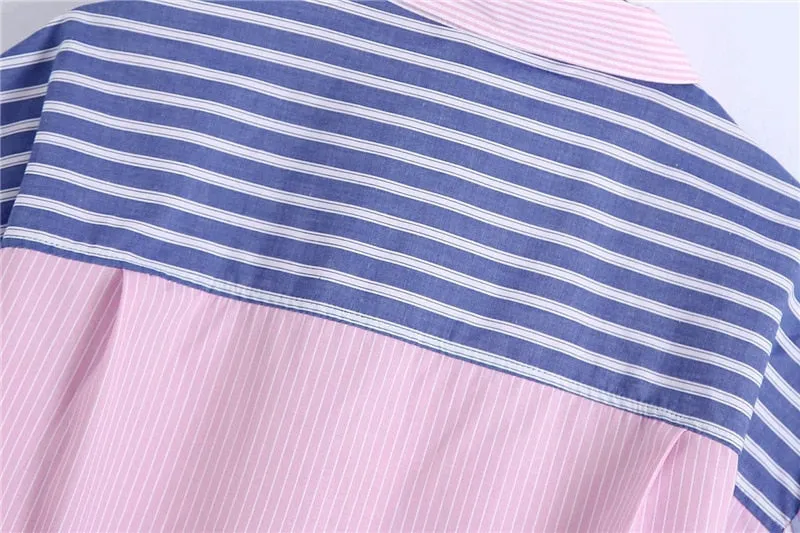 PATCHWORK STRIPPED CROP BLOUSE