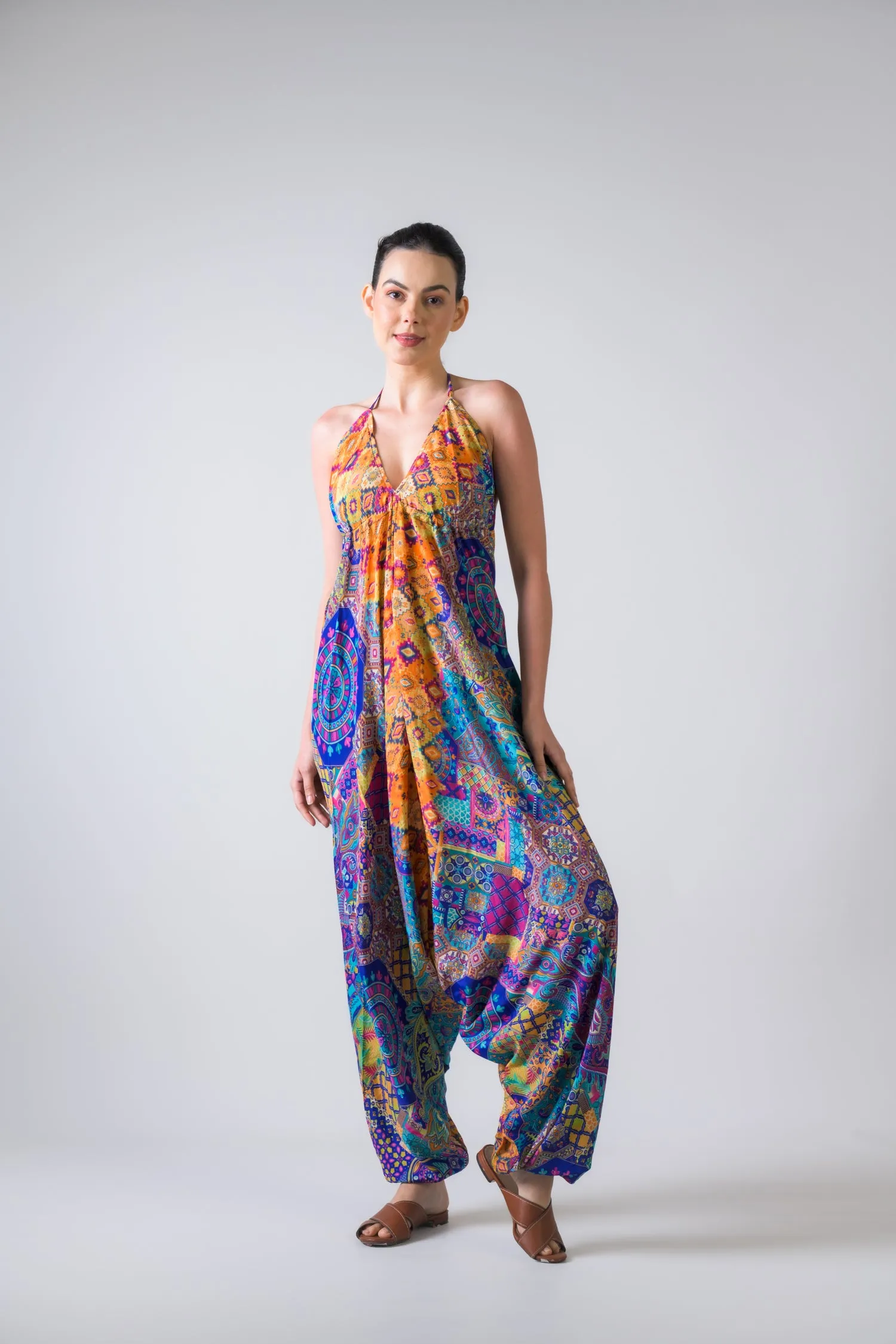 Rhea Boho Print Harem Jumpsuit