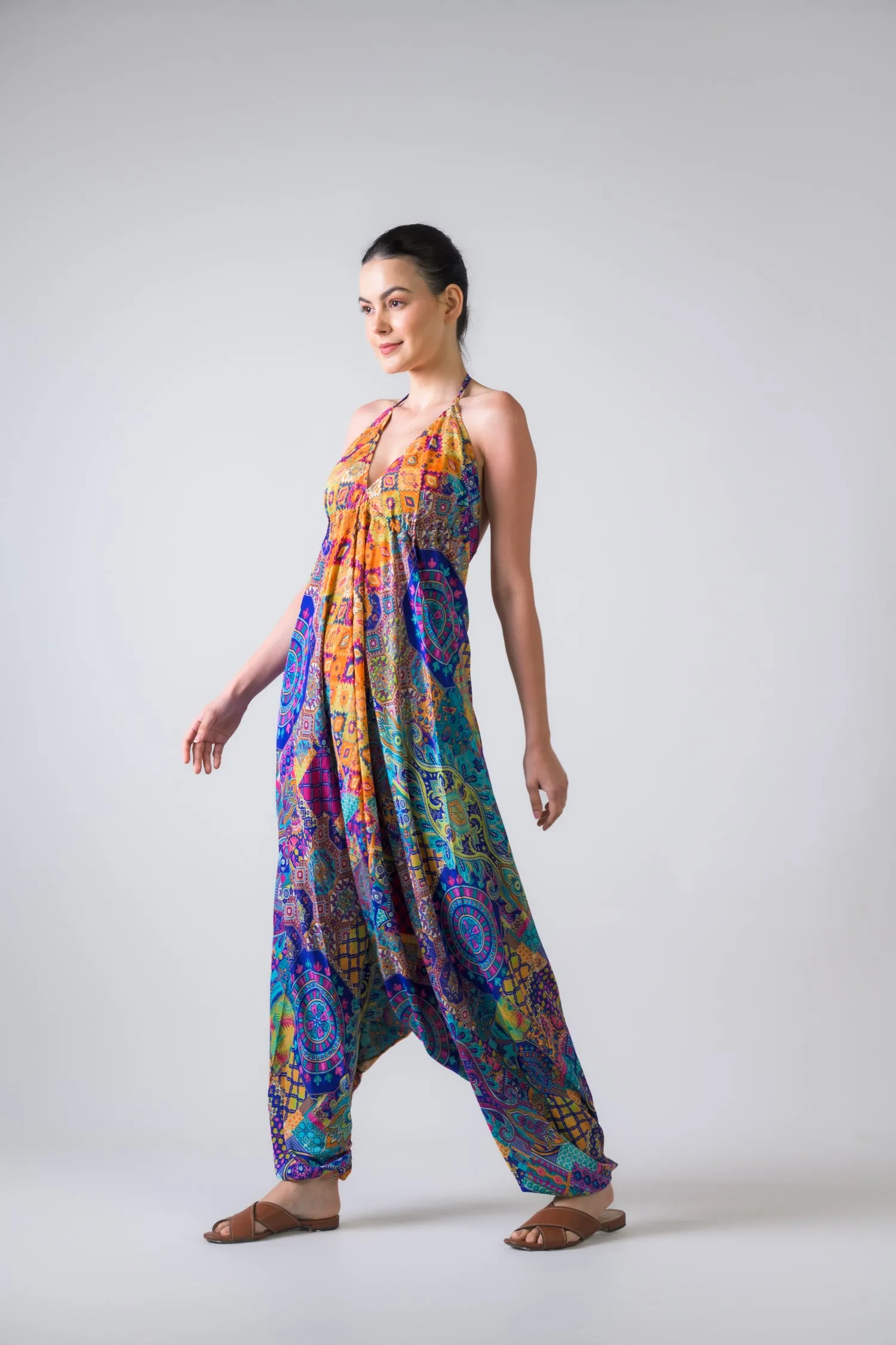 Rhea Boho Print Harem Jumpsuit