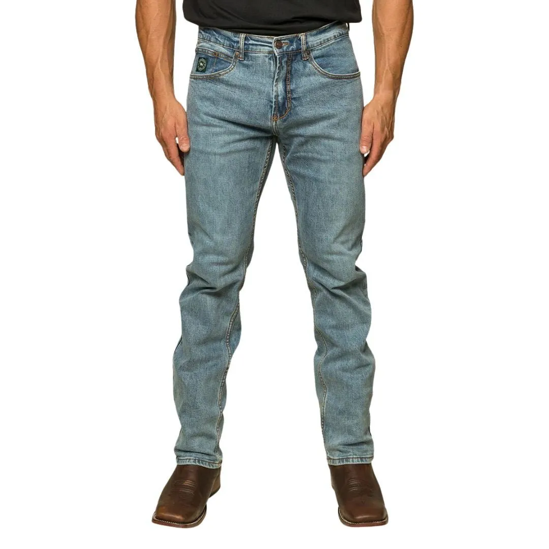 RINGERS WESTERN MUSTER MENS SLIM STRAIGHT FIT JEAN - LIGHT WASH BLUE