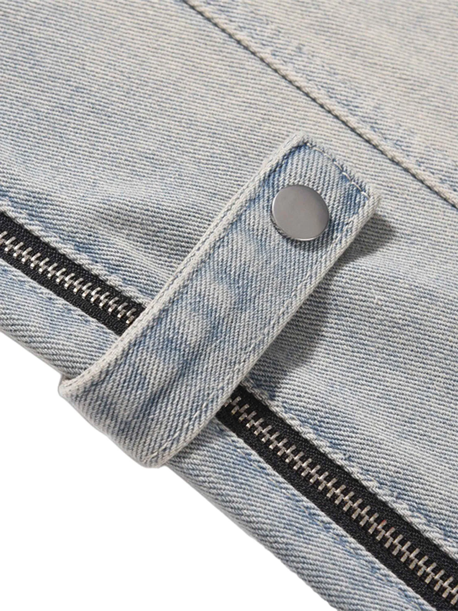 Sneakerhill High Street Hip-hop Zipper Straight Jeans