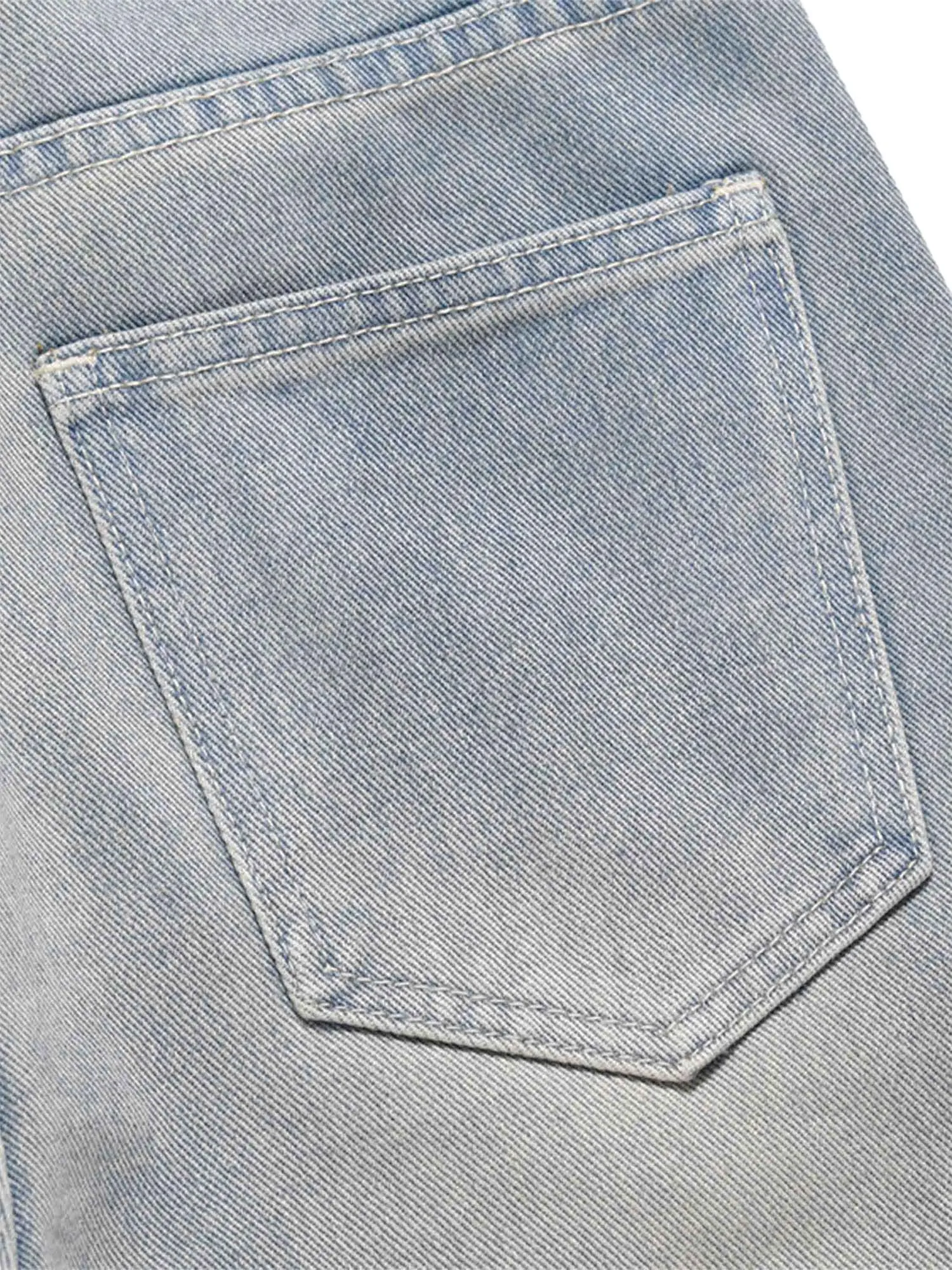 Sneakerhill High Street Hip-hop Zipper Straight Jeans