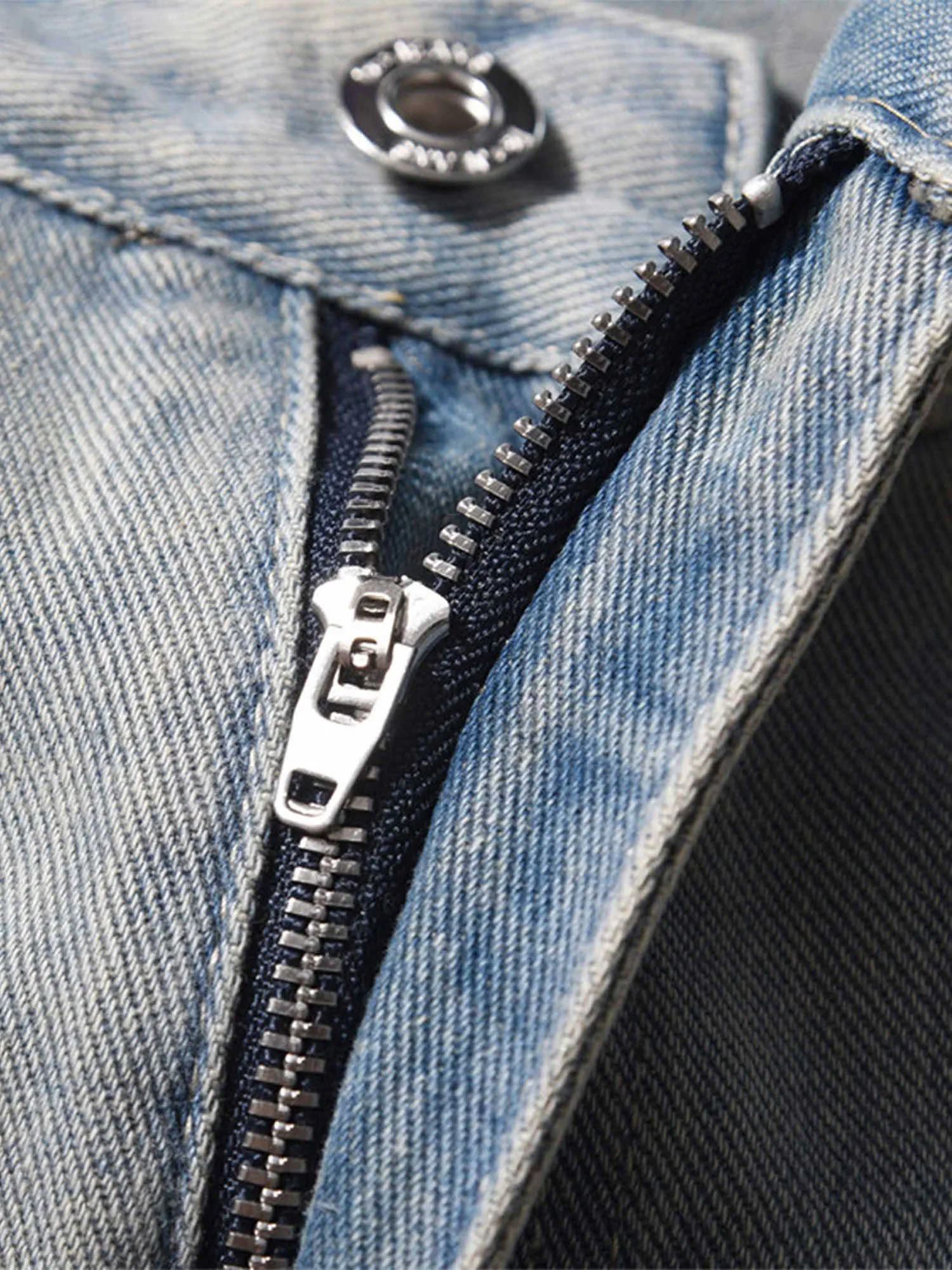 Sneakerhill High Street Hip-hop Zipper Straight Jeans