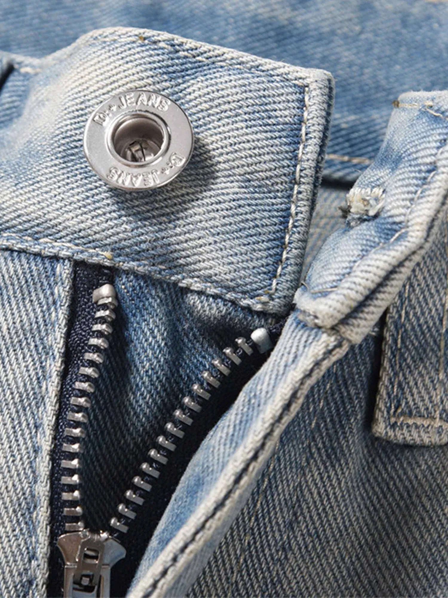 Sneakerhill High Street Hip-hop Zipper Straight Jeans