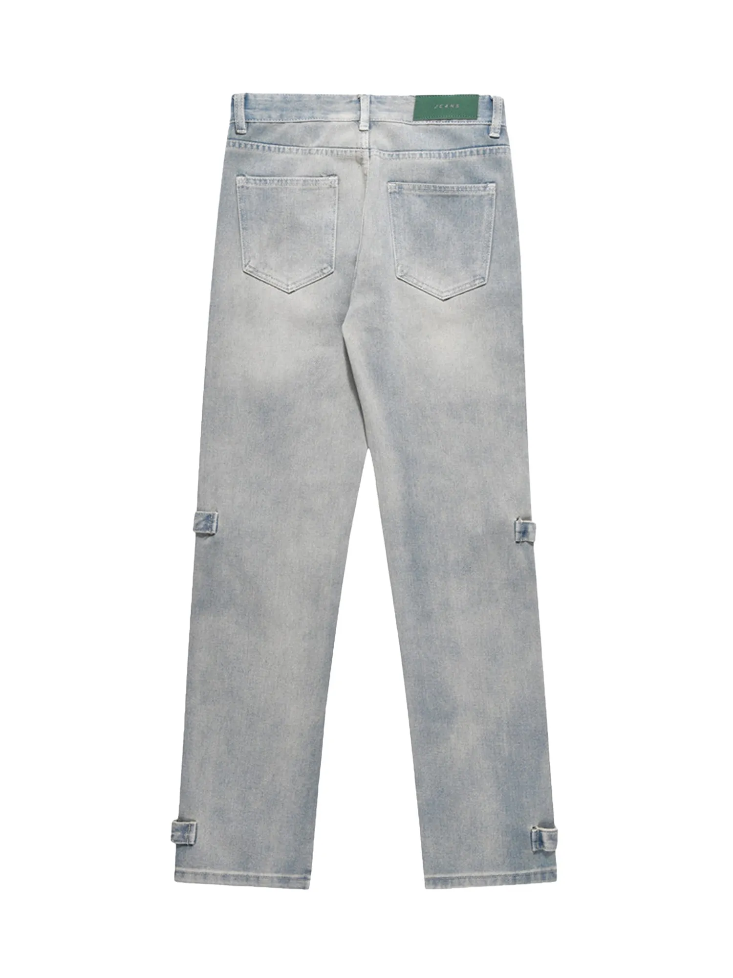 Sneakerhill High Street Hip-hop Zipper Straight Jeans